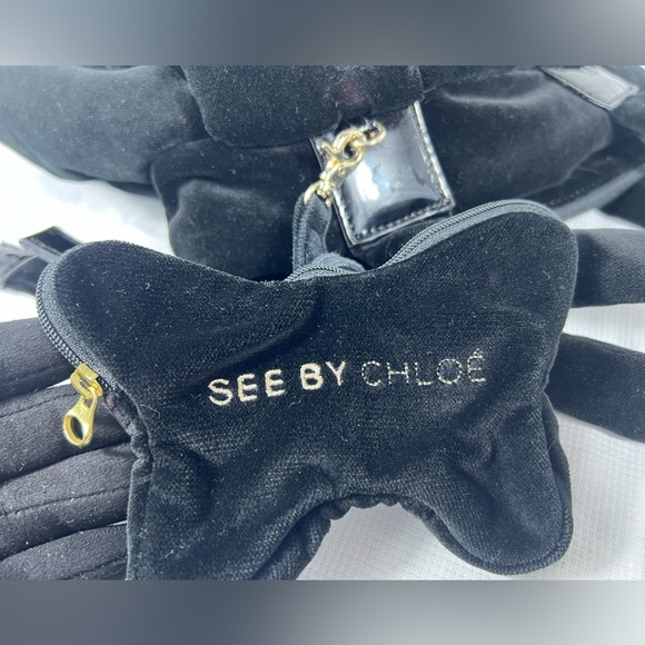 See by Chloé Black Velvet Tote Bag with Butterfly Charm & Dust Bag - Picture 11 of 12
